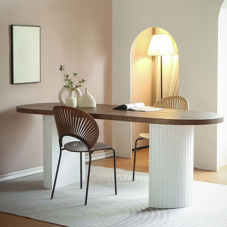 Modern Dining Oval Table Dining Wooden Table for Restaurant with Wood Legs