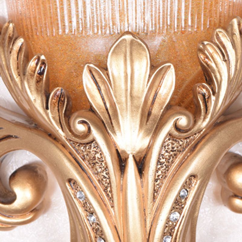 Colonial Bell Flush Mount 1 Head Prismatic Glass Wall Murn Éclairage en or pour le salon