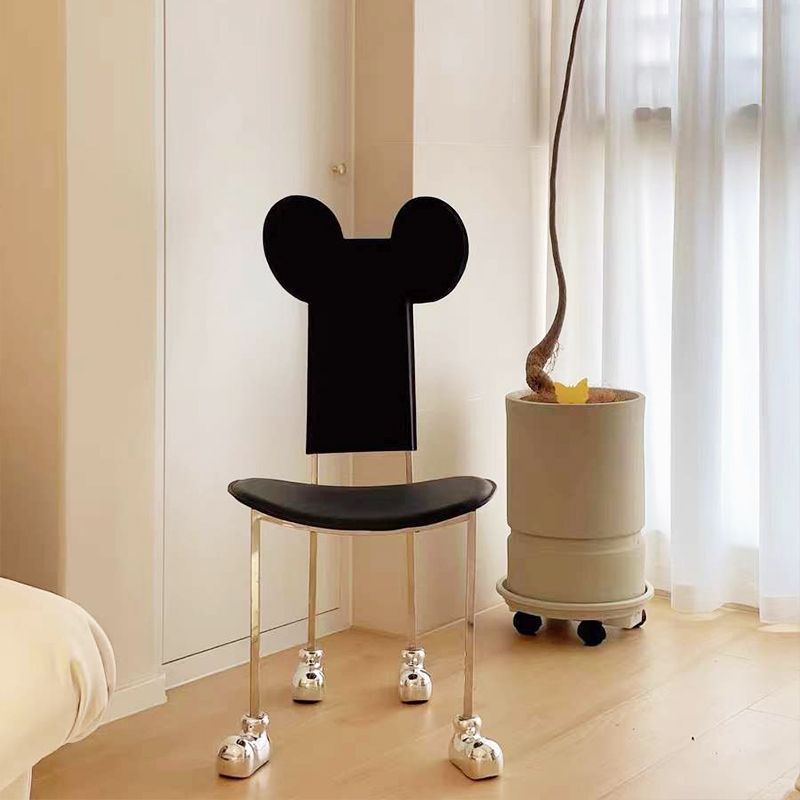 Modern Dining Chair Leather Open Back Side Chair with Stainless Steel Base