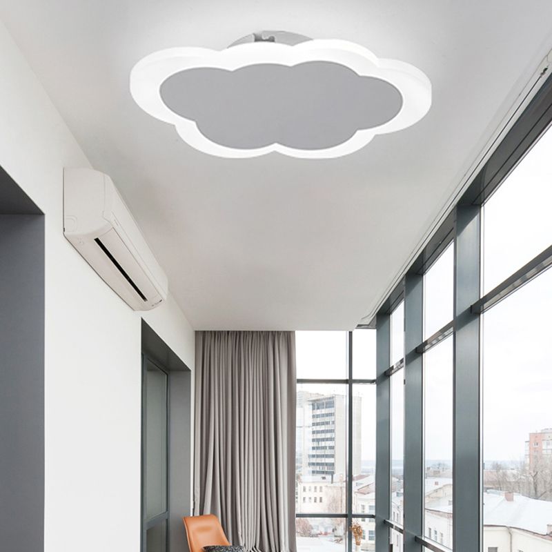 Simple Cloud-Shaped Flushmount Light Acrylic White LED Ceiling Lamp for Porch Dining Room