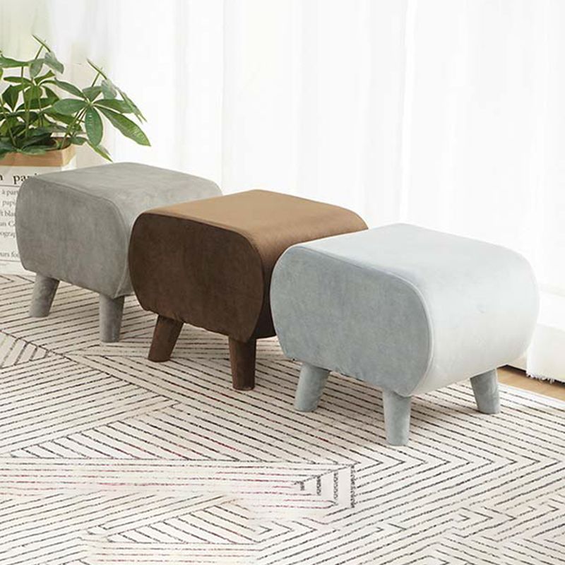 Stylish Indoor Velvet Ottoman Solid Color Stain Resistant Footstool Ottoman