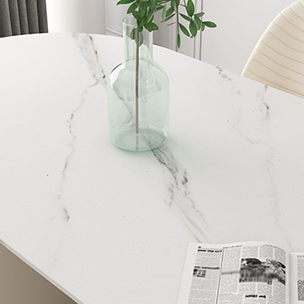 Modern Sintered Stone Dining Table Oval Dinner Room Kitchen Table