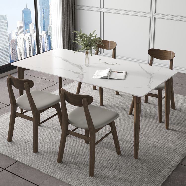 Modern 1/4/5/7 Pieces Furniture Stone Rectangle Dining Table Set in White