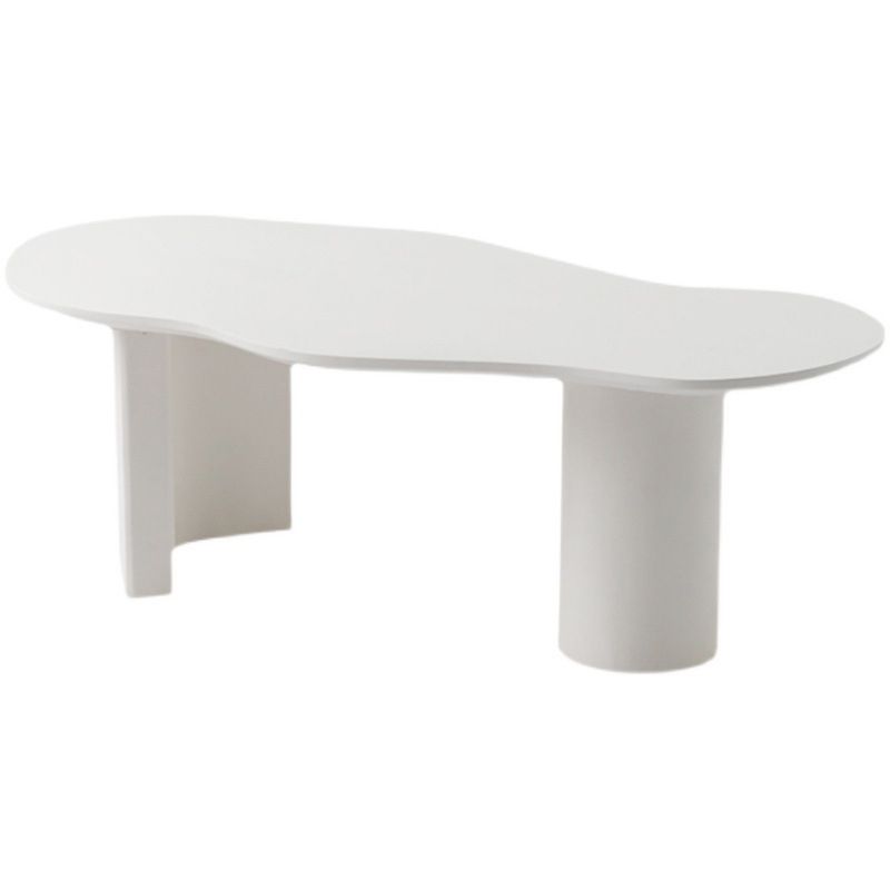 Scandinavian White Cocktail Table with Free Form Top in Solid Wood