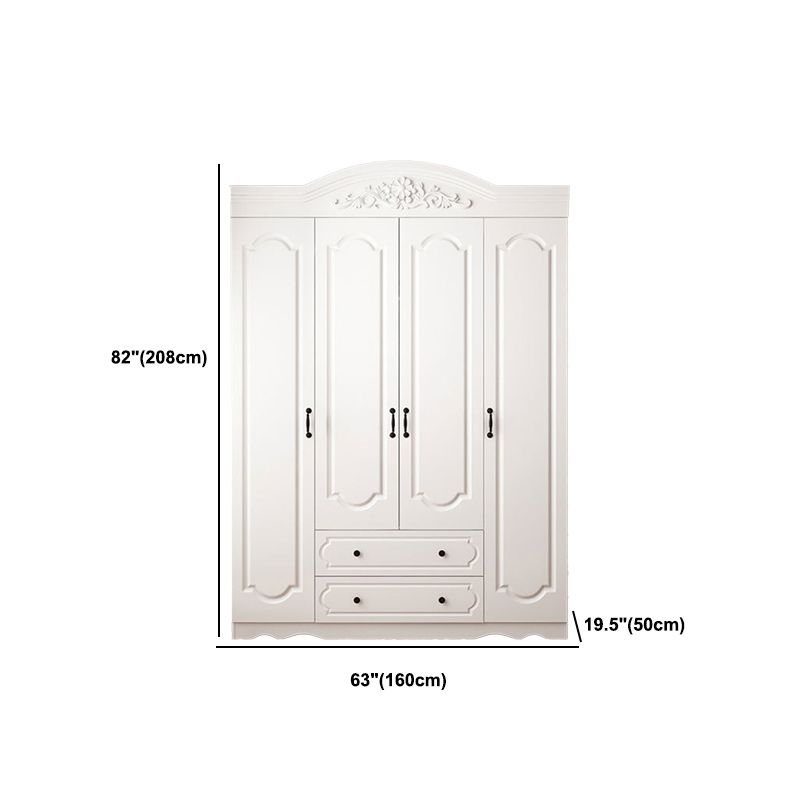 French Country Wardrobe Wood Soft Close Door Wardrobe Closet with 2 Drawer
