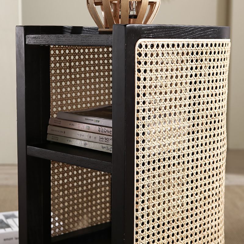 15" Wide Side Table 4 Legs Solid Wood Accent Side Table with Storage