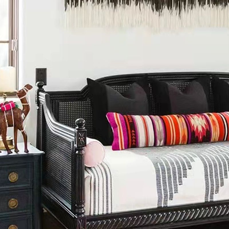 Linen Country Sloped Arms Sofa with Tight Back in Solid Wood