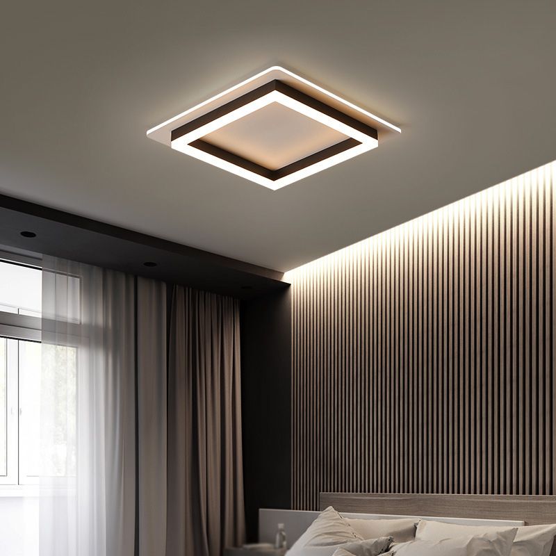 Square Flush Mount Modern Metal Flush Ceiling Light Fixture for Bedroom