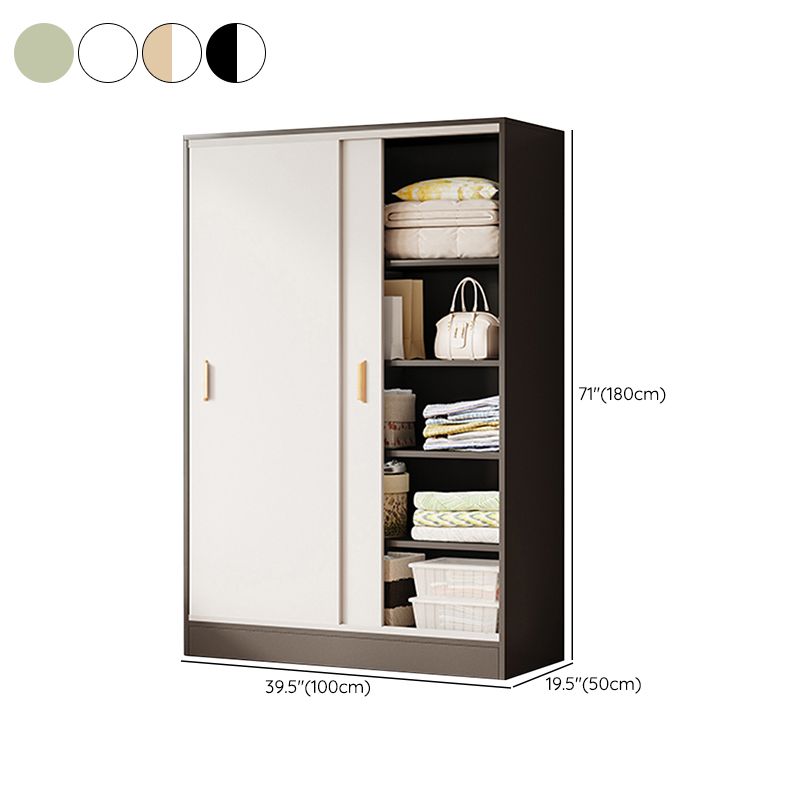 Contemporary Freestanding Wardrobe Armoire Wood Sliding Doors Wardrobe