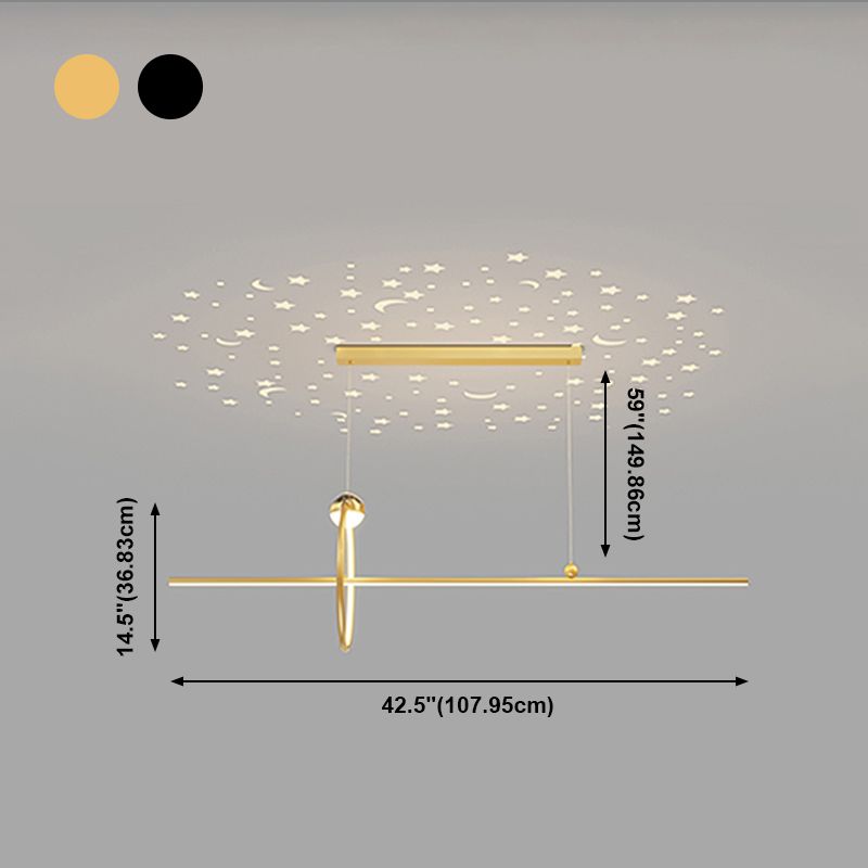 Modern Aluminum Chandelier Lamp Linear LED Island Pendant for Dining Room