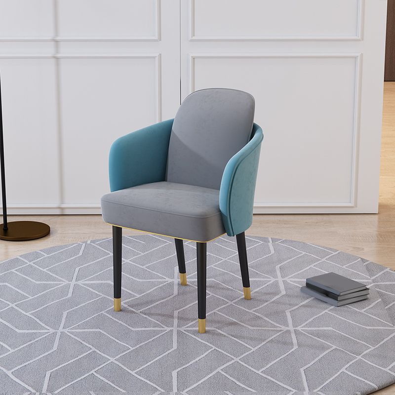 Upholstered Velvet Arm Chair Industrial Parsons Chair with Metal Legs