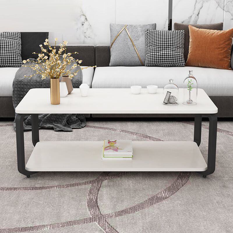 16.5" Tall Modern Steel Sled Base Rectangular Slate Table Top Coffee Table