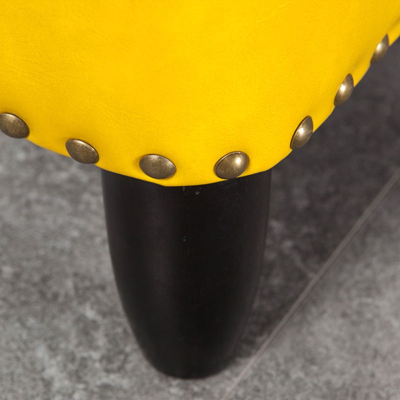 Glam Ottoman Faux Leather Upholstered Solid Color Square Ottoman with Nailhead Trim