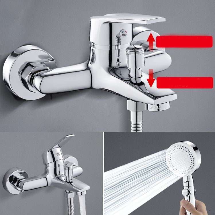 Contemporary Wall Mounted Bathroom Faucet Lever Handles 2 Hole Faucets Brass Faucet
