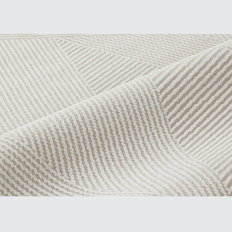 Casual Modern Area Rug Beige Polyester Area Crapet Stripe Pattern Easy Care Rug for Living Room