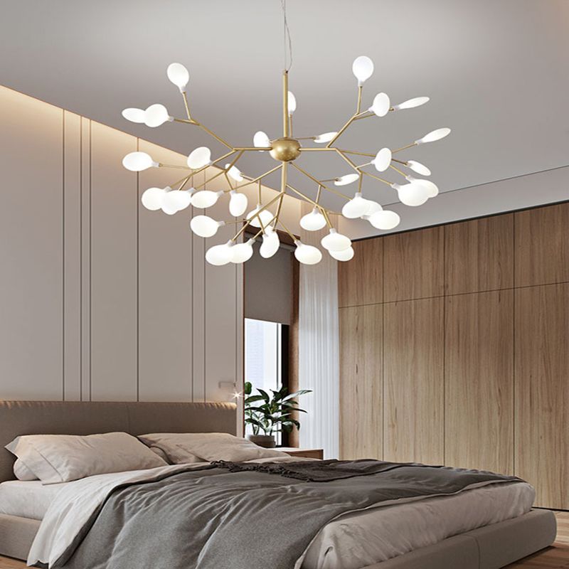Gold Fireflies Chandelier Light Fixture Simplistic Acrylic Pendant Chandelier for Bedroom