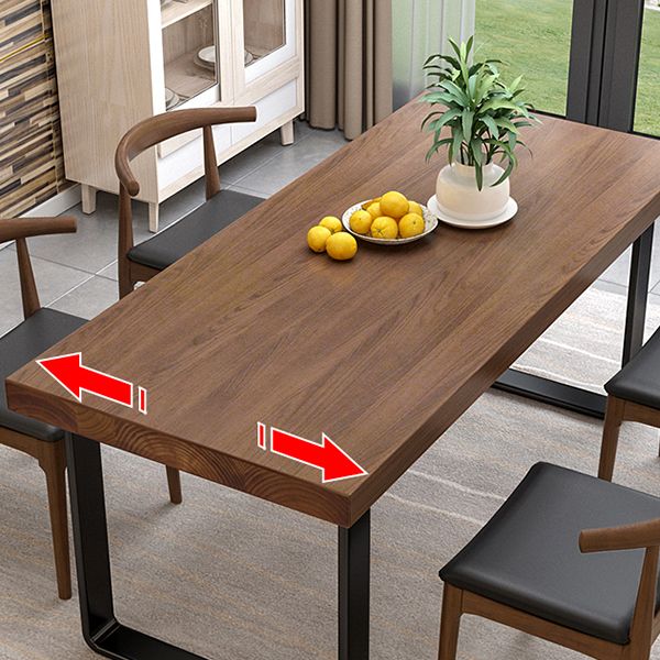 Industrial Dinner Table Solid Wood Rectangle Dinette Table in Brown