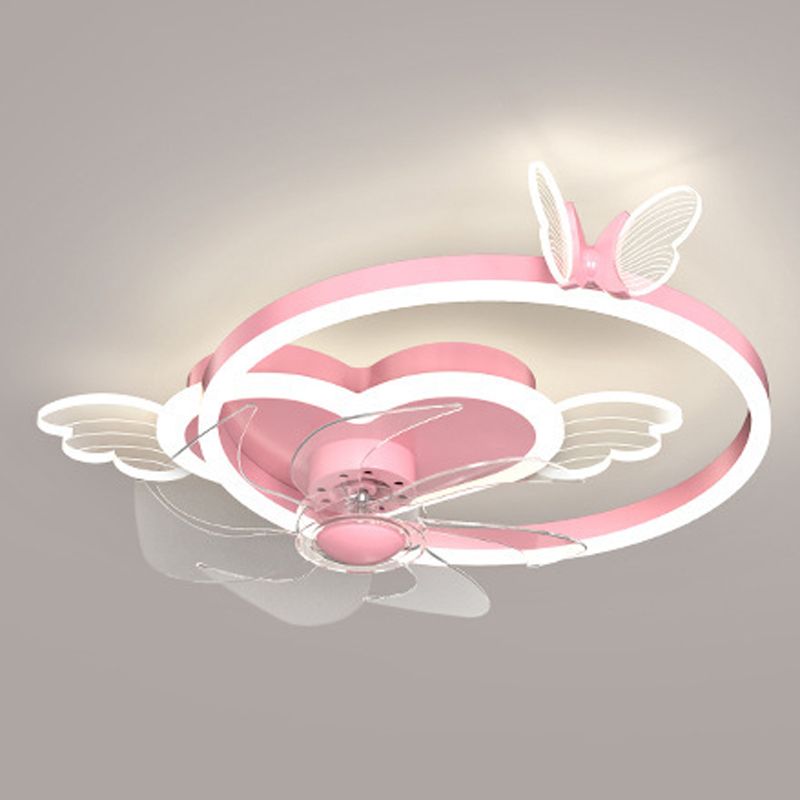 Luz de techo de ventilador de techo de estilo chlidren Luz de montaje de mariposa LED con sombra acrílica