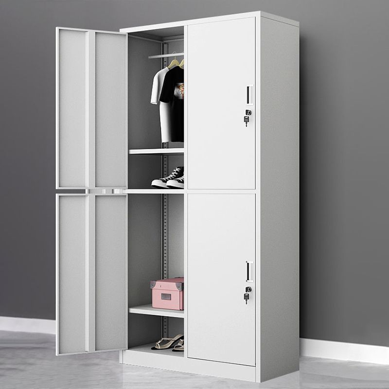 Contemporary Wardrobe White Colour Steel Wardrobe Closet with Doors