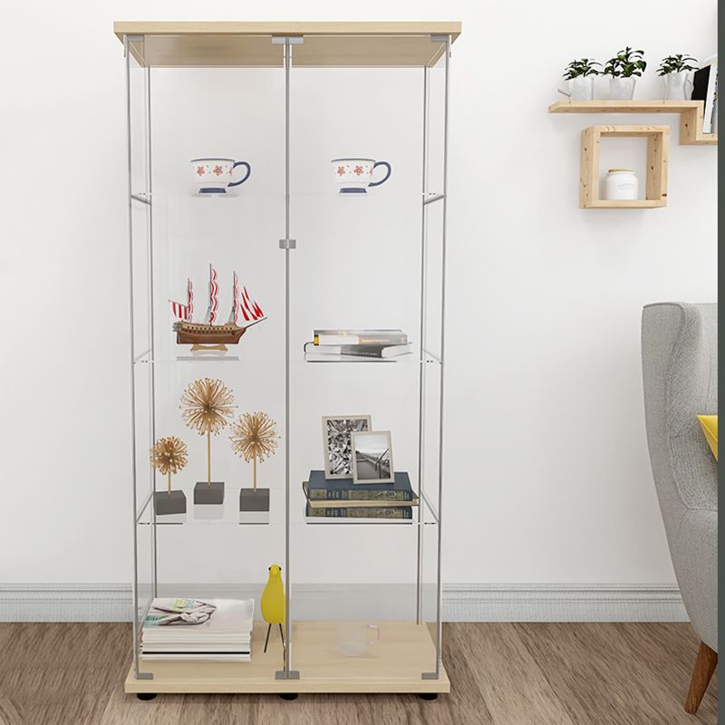Contemporary Tempered Glass Curio Cabinet Glass Doors Display Cabinet for Bedroom