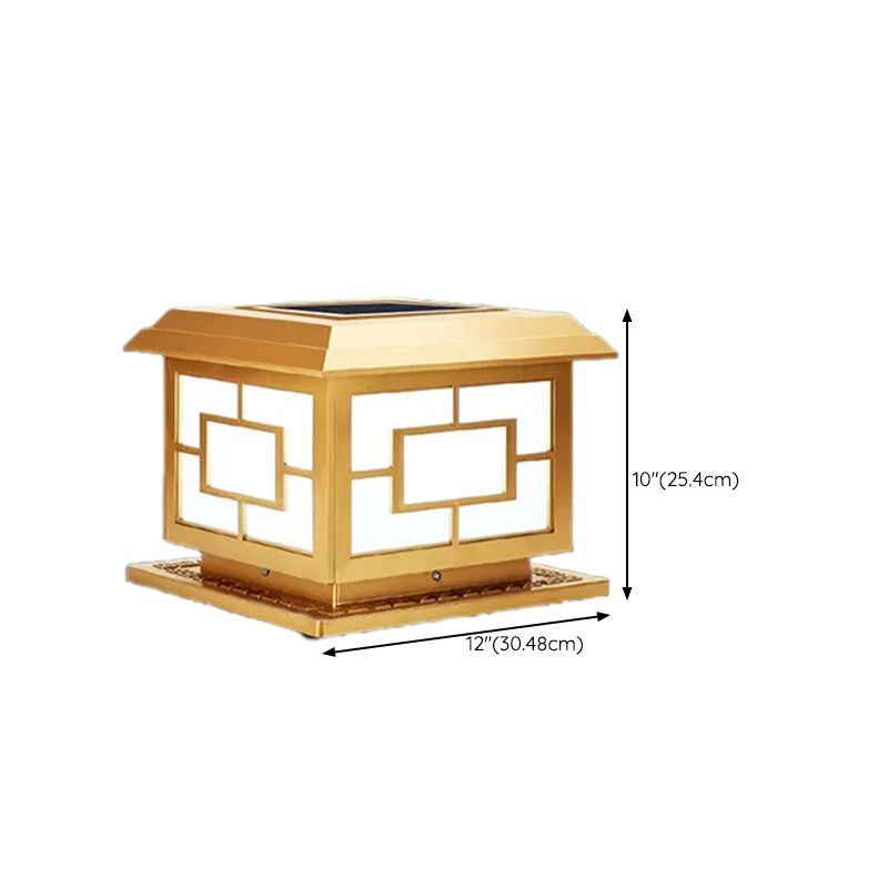 Contemporary Pillar Light Household Golden LED Solar Lighting Fixture for Garden
