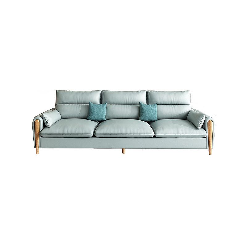Scandinavian Beige Genuine Leather Straight Arm Sofa/Sectional with Storage