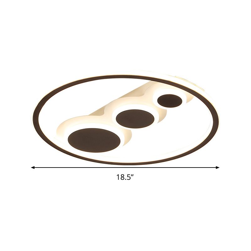 Coffee Round Ceiling Mounted Light Contemporary Acrylic 18.5"/23" Wide LED Flush Light, Warm Light/White Light/Remote Control Stepless Dimming