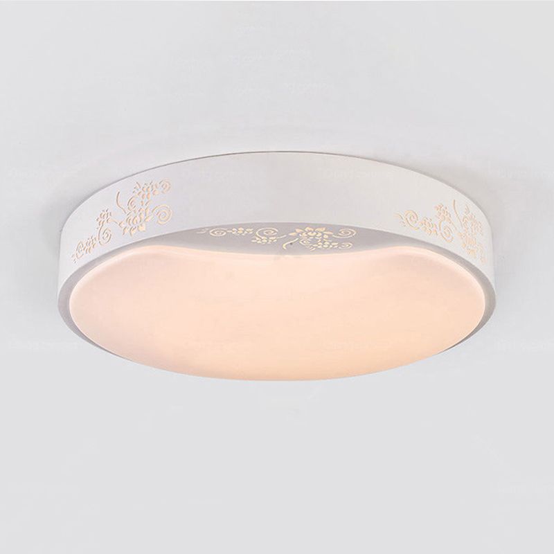 Witte Cirkel Flush Mount Plafond Licht Modernisme 16.5 "/20.5" dia LED Metaal Flush Lamp lamp voor woonkamer