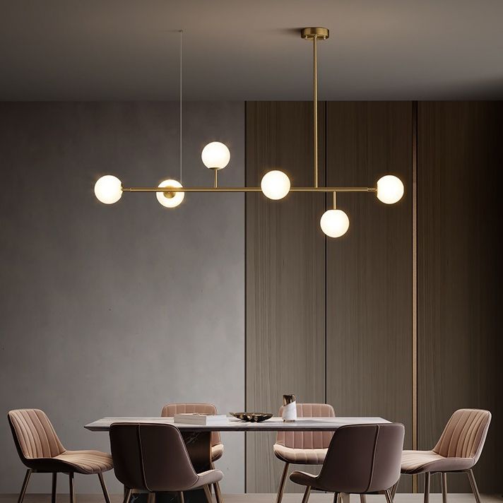 Minimalist Island Lighting Fixture Glass Hanging Light for Dining Room