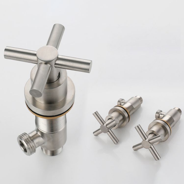 Stainless Steel Sink Faucet Circular Cross Handles Faucet for Bathroom