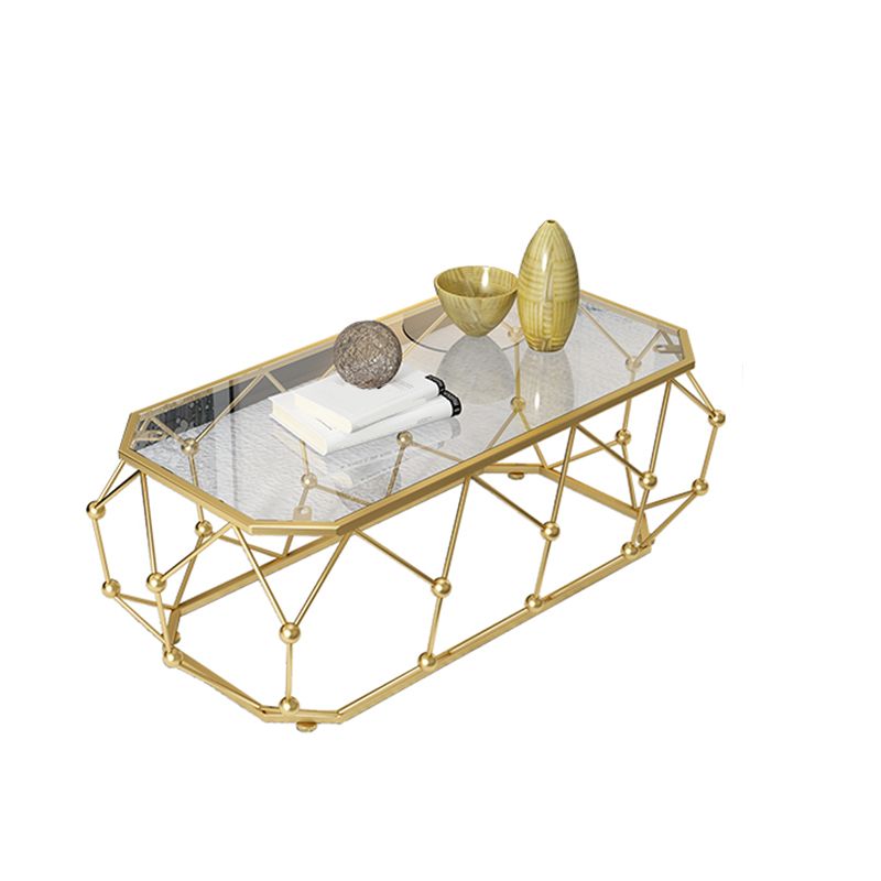 Modern Frame Coffee Cocktail Table Rectangular Glass Top Coffee Table