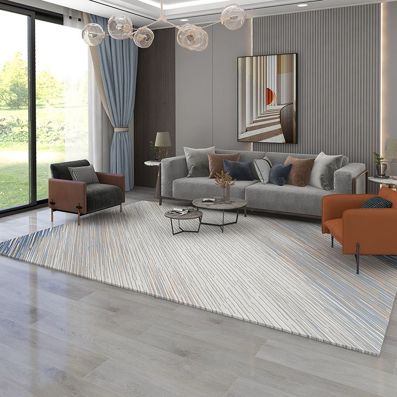 Light Grey Simple Rug Polyester Graphic Area Rug for Drawing Room