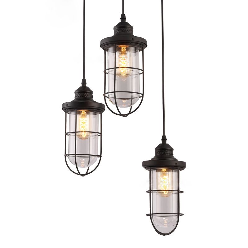 3 Cage lumineuse Loute de plafond suspendu industriel Films de pendentif métallique pour restaurant