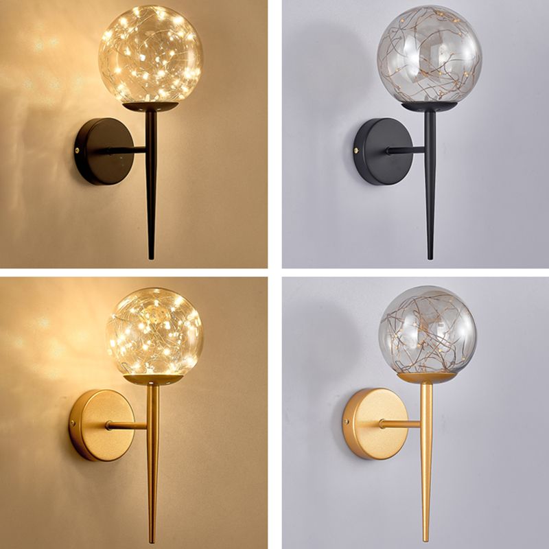 Globe Wall Sconce Gypsophila Style Glass Sconce Wall Light for Bedroom