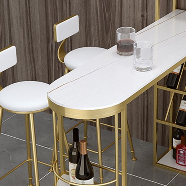Contemporary Style 1/2/3 Pieces Bar Table Set Rectangle Bar Table with Metal Stools