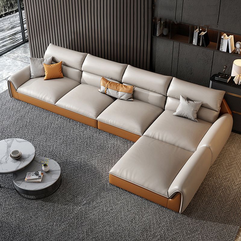 4-seater L-shape Sectional Sofa Leather Stain-resistant Sectional