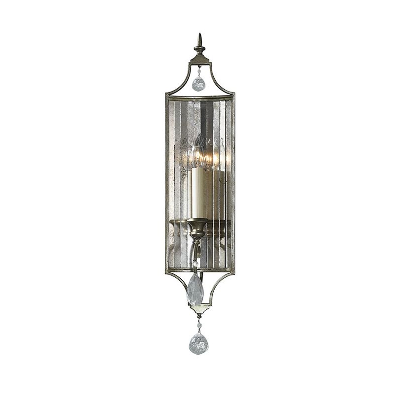 Candelabra soggiorno paesaggio paesaggio cristallo sfaccettato 1/3 head Silver Wall Lampleg