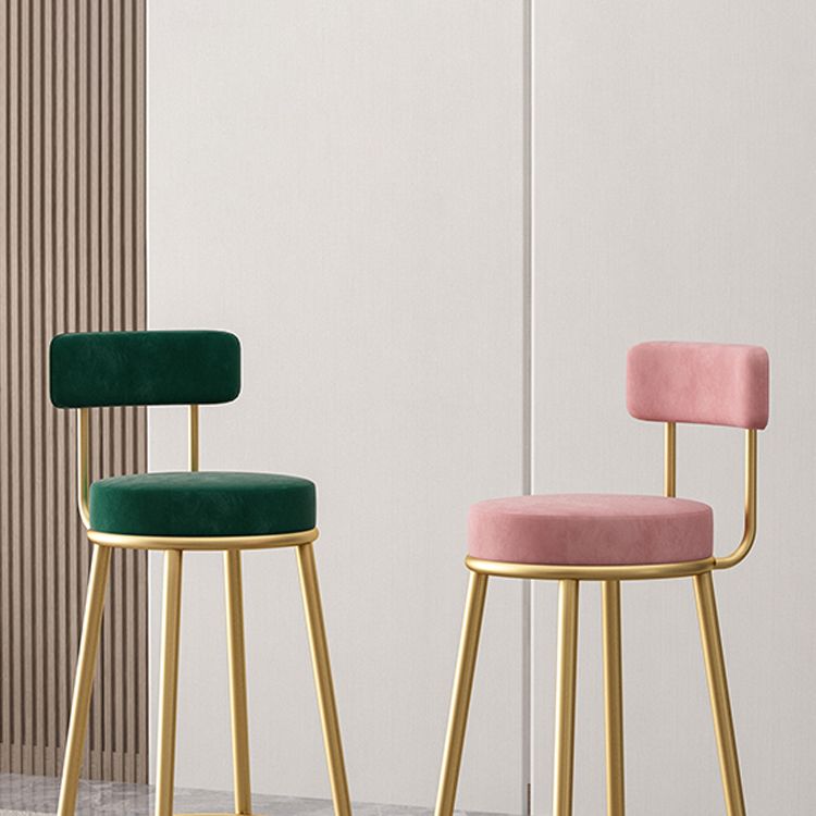 Nordic Backrest Armless Counter Stool Iron Cafe Bar Stool with Cushion and Pedal