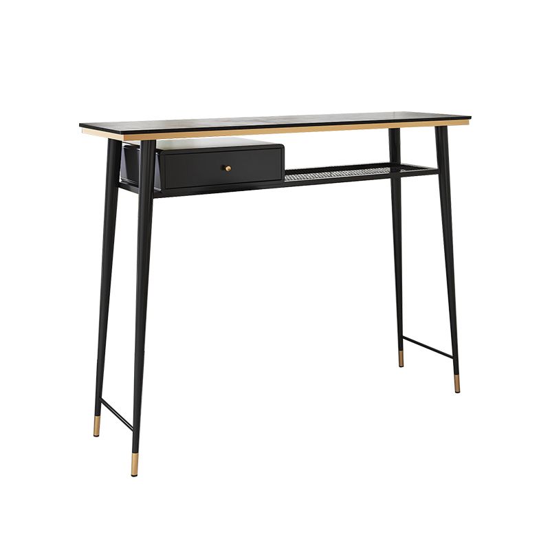 Indoor Metal Pub Set 1/3 Pcs Bar Table with Stone Top and Low Back Bar Stools