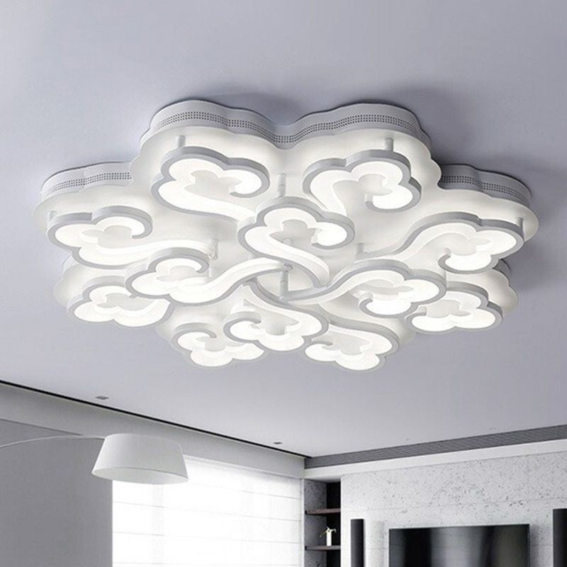 Weiße verheißungsvolle Cloud -LED Semi Flush Moderne Acrylspülendedecke Leuchte für Wohnzimmer