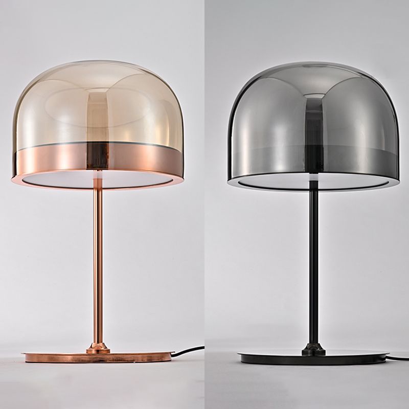 Modern Artistic LED Table Lamp Electroplate Metal Dome Table Light with Glass Shade