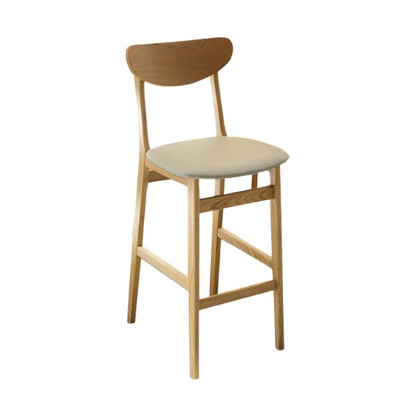 Scandinavian Bar Stool Ash Solid Wood Frame Bar Height Stool