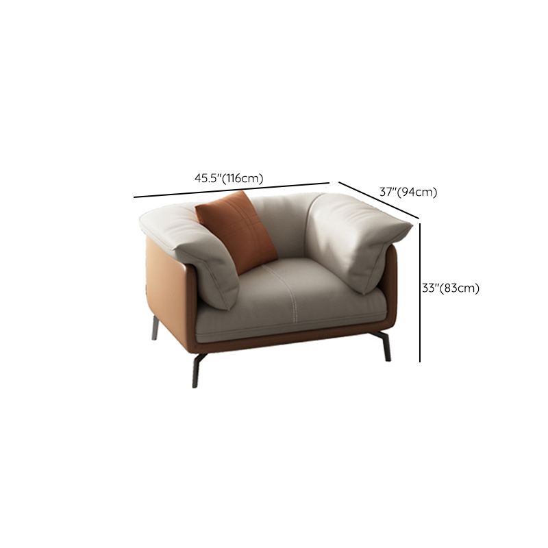 Contemporary 32.67" Tall Genuine Leather Pillow Top Arm Sofa