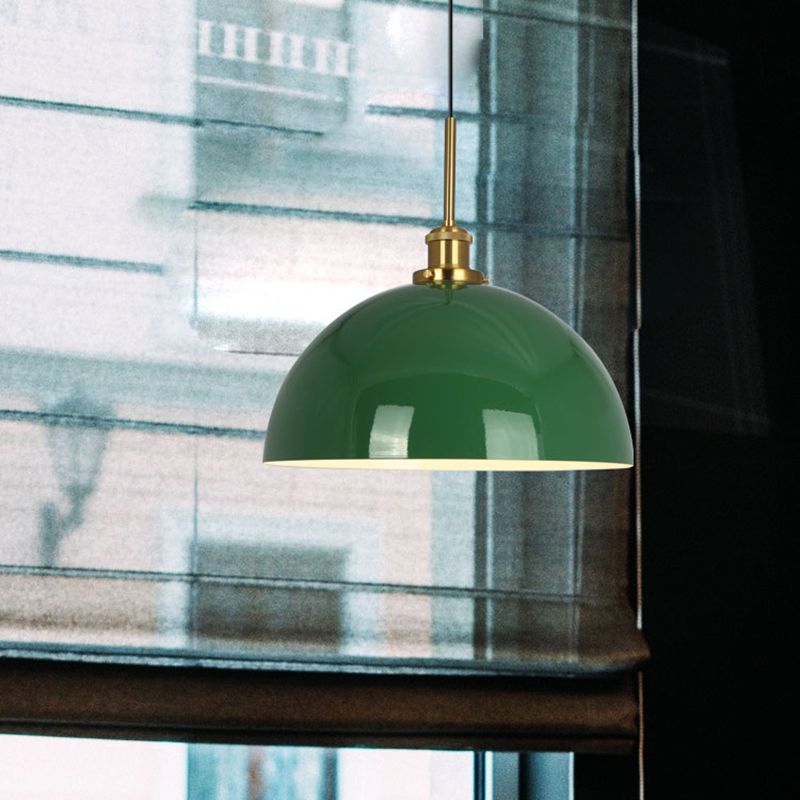 1-Light Industrial Pendant Lighting Fixtures Green Wrought Iron Ceiling Pendant
