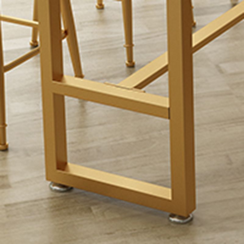 Solid Wood Bar Table Gold and Metal Base Bar Table for Kitchen Living Room