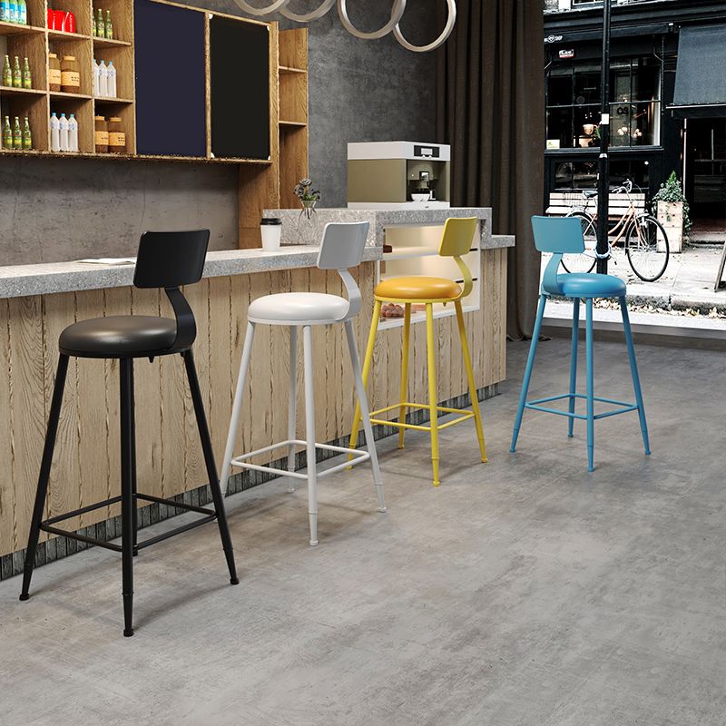 Contemporary PU Leather Bar-stool Round Seat Counter Bar Stool with Metal Legs