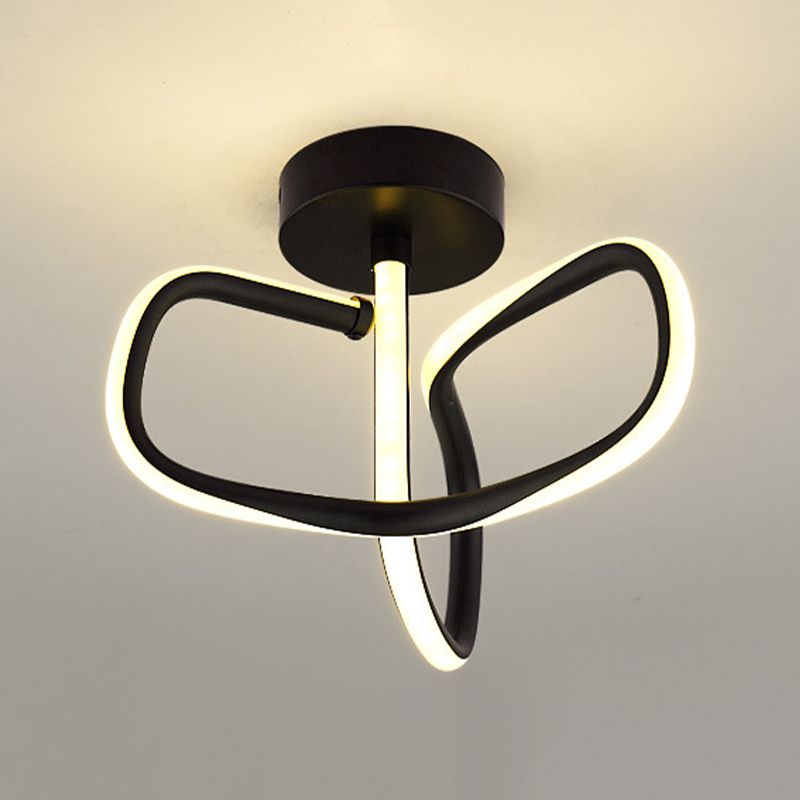 Metal Linear Shape Flush Mount Light Modern Style 2 Lights Flush Ceiling Light in Black