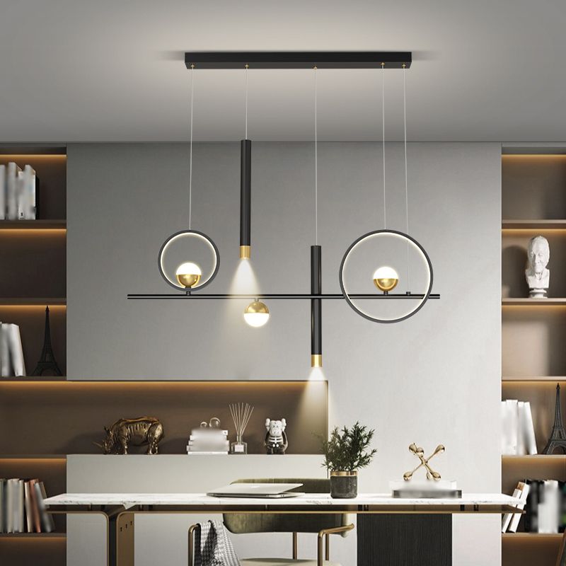 Idee per illuminazione dell'isola a led in metallo moderno lampada lampadario lineare per sala da pranzo