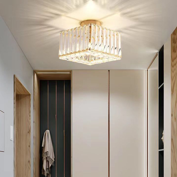 1-Light Modern Style Flush Mount Crystal Ceiling Light for Aisle