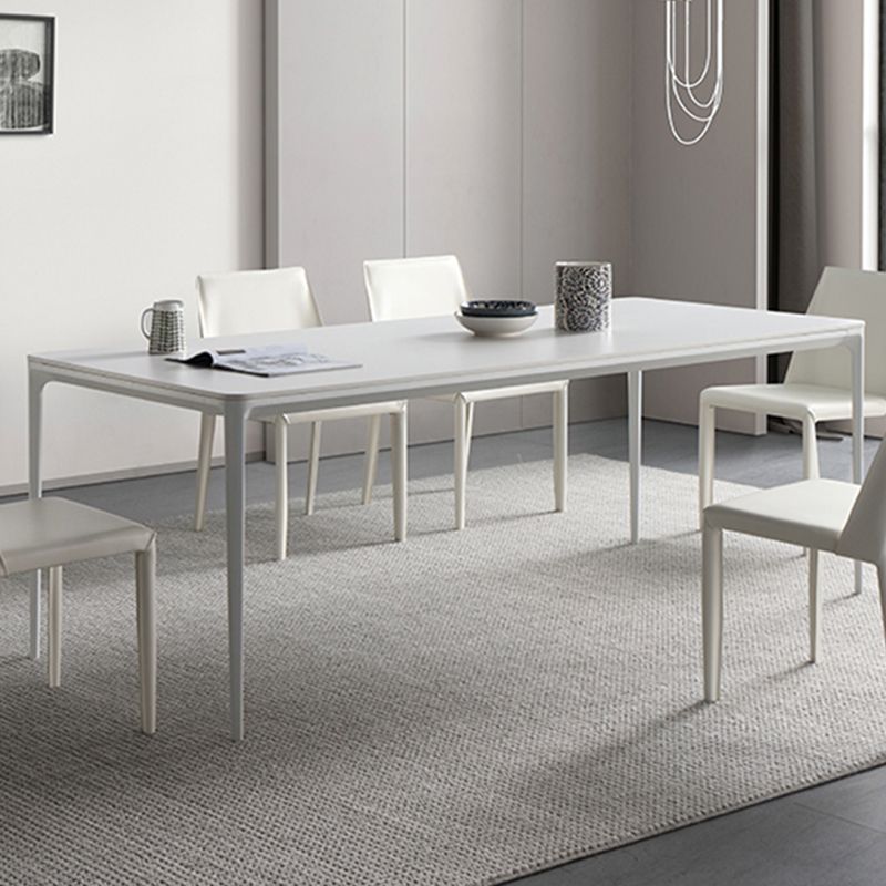 Mesa de comedor de cocina blanca moderna Mesa de comedor rectangular de piedra sinterizada con 4 patas base